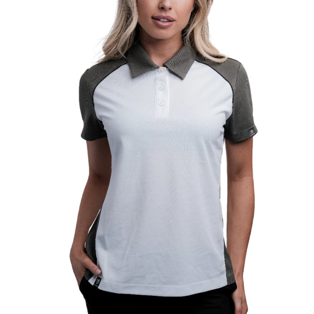Fallon White/Grey/Black Button Polo